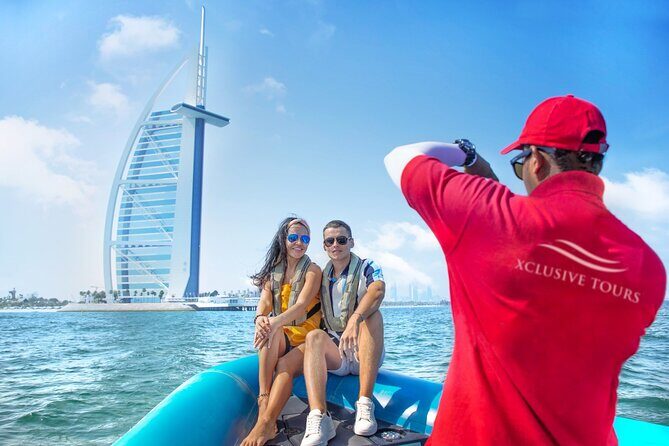 90 Minutes Speedboat Tour: Marina, Atlantis, Palm & Burj Al Arab - Burj Al Arab: ship-shaped silhouette and the artificial island effect
