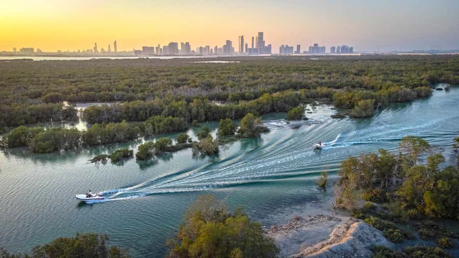 Abu Dhabi: Yas Island Self-Driving Guided Speedboat Tour - The Giant Statue snorkeler stop: a fun photo landmark