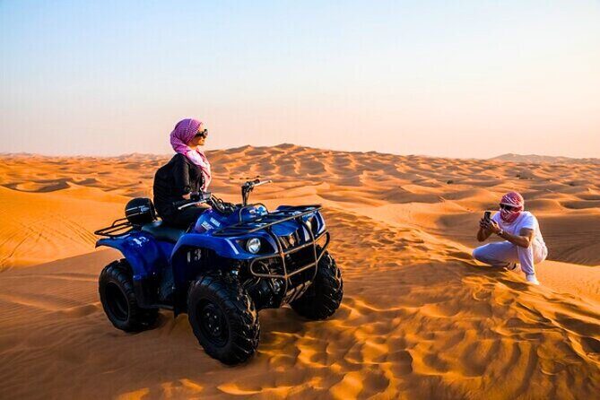 Desert Safari Dubai 30 Mins Quad Bike, Sand Board, Camel Ride BBQ - A 3pm Desert Safari That Actually Packs Activities