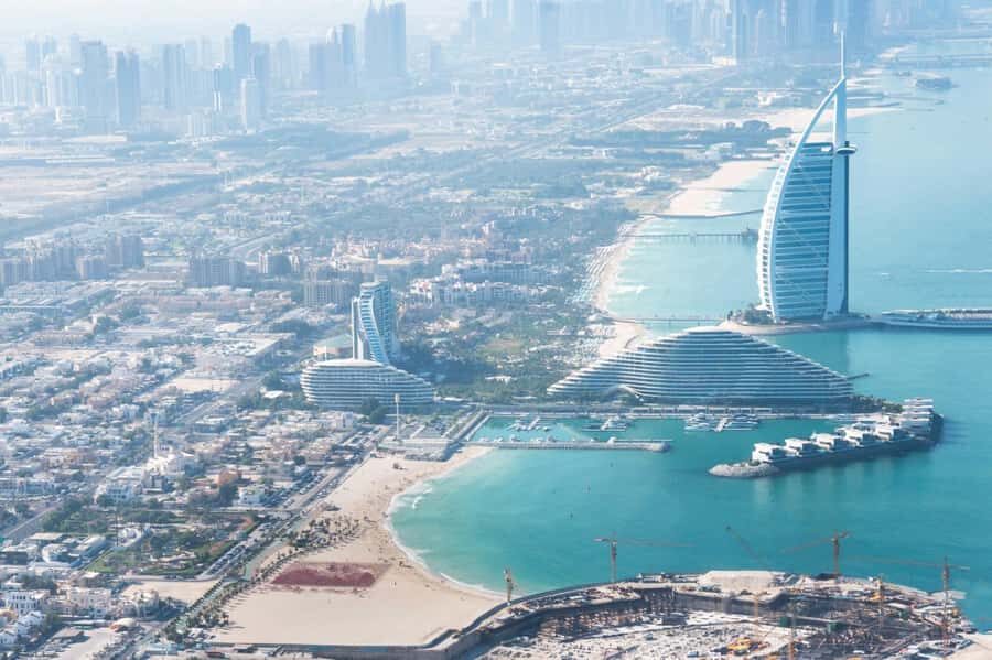 Dubai: 17-Minute Helicopter Tour over Palm Jumeirah - Burj Al Arab: the sail shape from above is the whole point