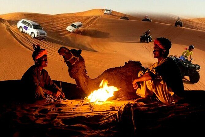 Dubai Desert Safari Dune Bashing, 60min ATV Quad, Camel Ride, BBQ - How the Evening Flows: Pickup to Desert Fun to Bedouin Night