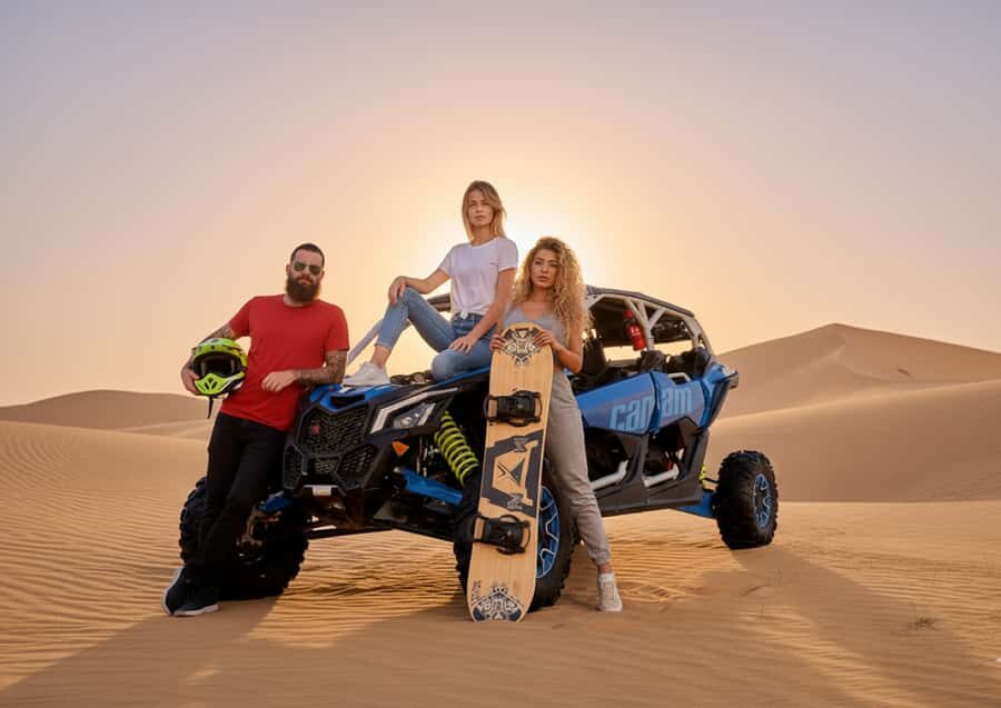 Dubai: Desert Safari, Quad Bike, Sandboarding, Camels & BBQ - Dinner at the Camp: Live BBQ Buffet and Desert Desserts