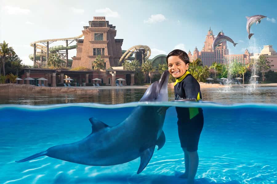 Dubai: Dolphin Encounter & Aquaventure Waterpark Ticket - Safety briefing, wetsuit gear, and meeting your dolphin
