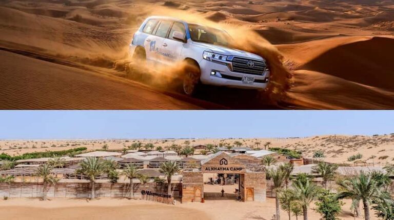 Dubai: Premium Safari, Camel Ride & Al Khayma Camp 3-Buffets - Red Dunes in Lahbab: Dune Bashing and Sandboarding
