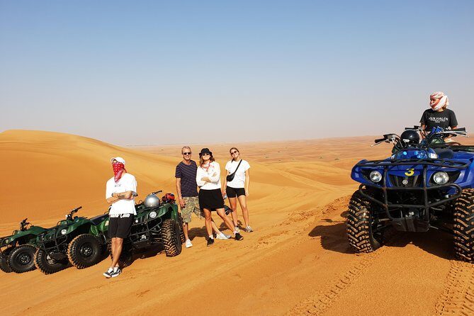Dubai: Quad Bike Safari, Camels, & Camp with BBQ Dinner - Sandboarding at Lahbab: Short Session, Big Fun Energy