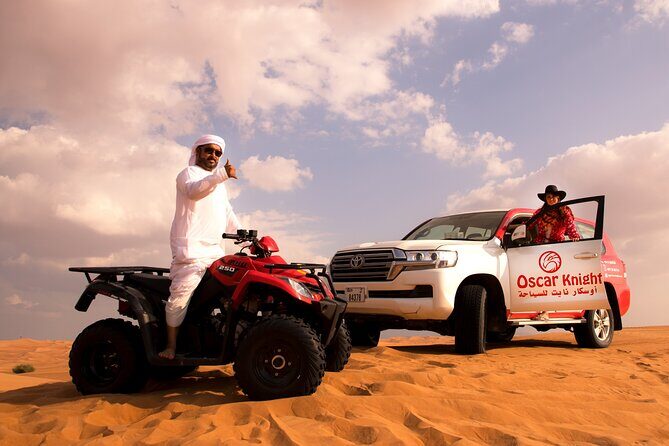 Dubai Self-drive Quad Bike, Sand Boarding, Camels & Refreshments - Key highlights