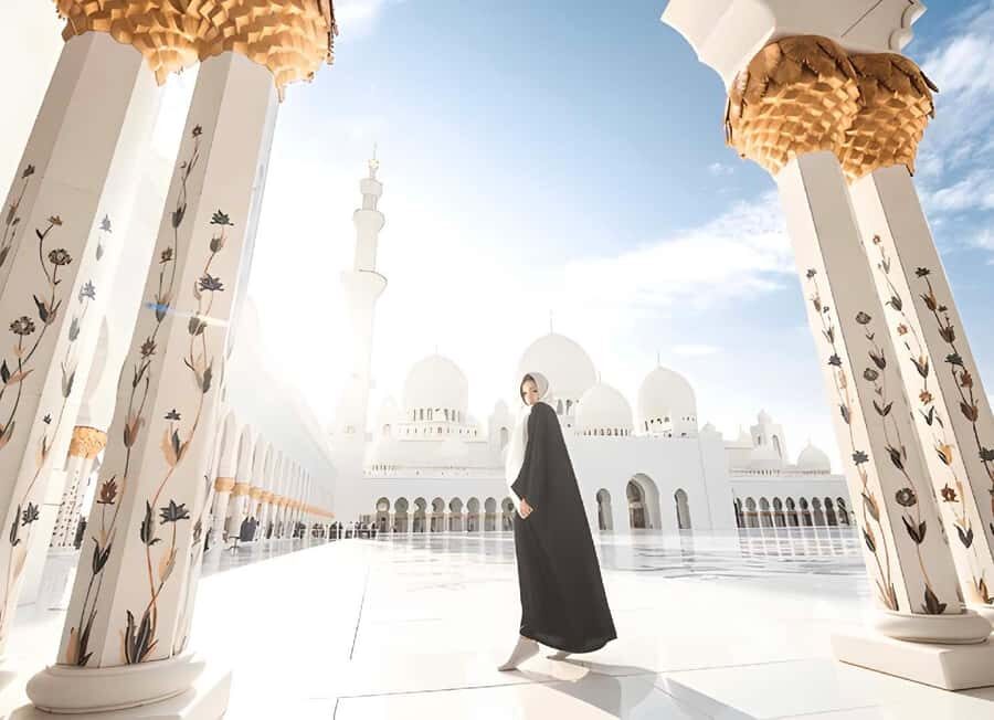 Dubai: Sheikh Zayed Mosque & Ferrari World Entry w/ Transfer - Entering Sheikh Zayed Grand Mosque Without Getting Flustered