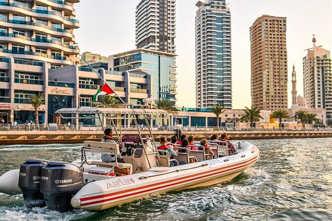 Dubai Speedboat Tour, Marina, Atlantis, Palm & Burj Al Arab - Palm Jumeirah at speed: the outer edges, Palm Lagoon hotels, and Atlantis views