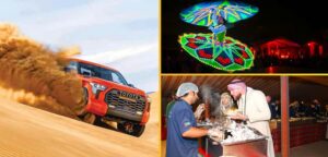 Dubai: Tour with BBQ Dinner, Camel Ride, & Traditional Show - Al Madam dune bashing and sandboarding: your thrill level is the point