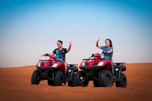 Evening Quad Bike, Desert Safari in Dubai , BBQ Dinner and Shows - Quad biking in a fenced desert: control first, then chaos