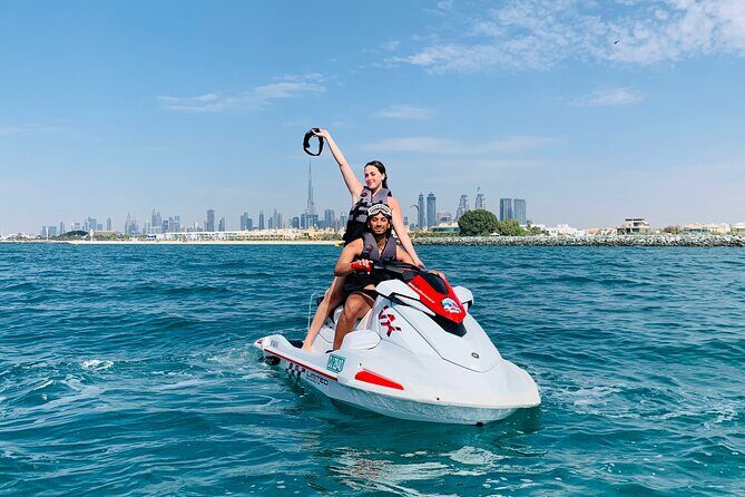 Exclusive 2HR Jet Ski TOUR-JBR & BLUEWATERS-ATLANTIS-BURJ AL ARAB - Speed control and what it feels like on a two-seater jet ski