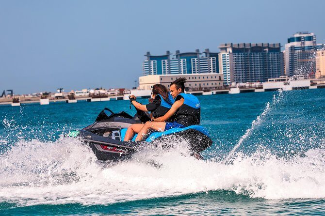 Fastest Jet Ski with Dubai Skyline, Burj Al Arab Views and Juice - Photos and the included locker + water + juice setup